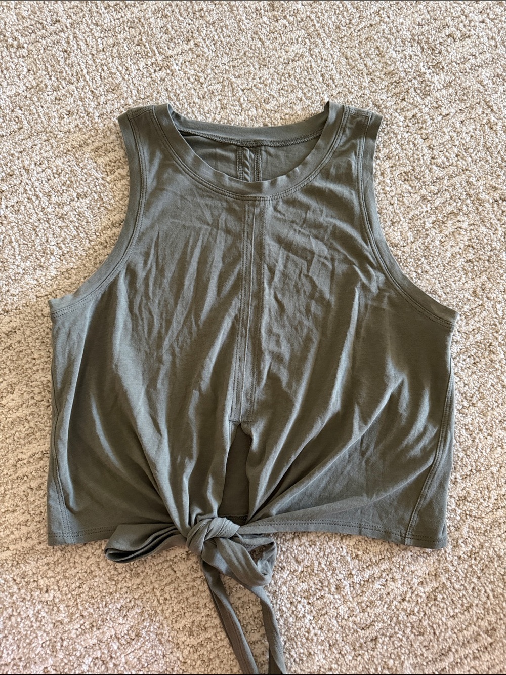 Lululemon Tie-Front Sleeveless Crop Top - Olive Green